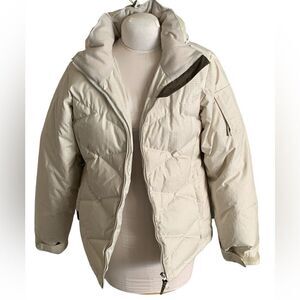 Roxy beige herringbone print endurance 10,000  down ski winter jacket M EUC